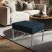 Puff Lisa Suede Azul Marinho Base Metálica Industrial Prata - Pallazio