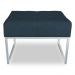 Puff Lisa Suede Azul Marinho Base Metálica Industrial Prata - Pallazio