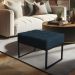Puff Lisa Suede Azul Marinho Base Metálica Industrial Preto - Pallazio
