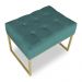 Puff Lisa Suede Azul Turquesa Base Metálica Industrial Dourado - Pallazio