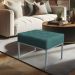 Puff Lisa Suede Azul Turquesa Base Metálica Industrial Prata - Pallazio
