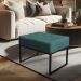 Puff Lisa Suede Azul Turquesa Base Metálica Industrial Preto - Pallazio
