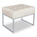 Puff Lisa Suede Base Metálica Industrial Prata - Pallazio
