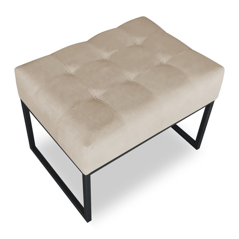 Puff Lisa Suede Base Metálica Industrial Preto - Pallazio