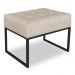 Puff Lisa Suede Bege Base Metálica Industrial Preto - Pallazio