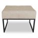 Puff Lisa Suede Bege Base Metálica Industrial Preto - Pallazio