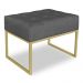 Puff Lisa Suede Grafite Base Metálica Industrial Dourado - Pallazio