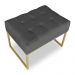 Puff Lisa Suede Grafite Base Metálica Industrial Dourado - Pallazio