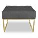 Puff Lisa Suede Grafite Base Metálica Industrial Dourado - Pallazio