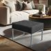Puff Lisa Suede Grafite Base Metálica Industrial Prata - Pallazio