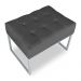 Puff Lisa Suede Grafite Base Metálica Industrial Prata - Pallazio