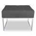 Puff Lisa Suede Grafite Base Metálica Industrial Prata - Pallazio