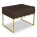 Puff Lisa Suede Marrom Base Metálica Industrial Dourado - Pallazio
