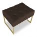 Puff Lisa Suede Marrom Base Metálica Industrial Dourado - Pallazio