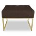 Puff Lisa Suede Marrom Base Metálica Industrial Dourado - Pallazio