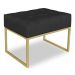 Puff Lisa Suede Preto Base Metálica Industrial Dourado - Pallazio