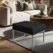 Puff Lisa Suede Preto Base Metálica Industrial Prata - Pallazio