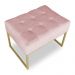 Puff Lisa Suede Rosa Bebê Base Metálica Industrial Dourado - Pallazio