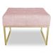 Puff Lisa Suede Rosa Bebê Base Metálica Industrial Dourado - Pallazio