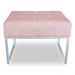 Puff Lisa Suede Rosa Bebê Base Metálica Industrial Prata - Pallazio