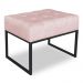 Puff Lisa Suede Rosa Bebê Base Metálica Industrial Preto - Pallazio