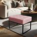 Puff Lisa Suede Rosa Bebê Base Metálica Industrial Preto - Pallazio