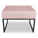 Puff Lisa Suede Rosa Bebê Base Metálica Industrial Preto - Pallazio