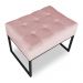Puff Lisa Suede Rosa Bebê Base Metálica Industrial Preto - Pallazio