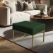 Puff Lisa Suede Verde Base Metálica Industrial Dourado - Pallazio