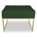Puff Lisa Suede Verde Base Metálica Industrial Dourado - Pallazio
