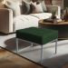 Puff Lisa Suede Verde Base Metálica Industrial Prata - Pallazio