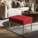 Puff Lisa Suede Vermelho Base Metálica Industrial Dourado - Pallazio