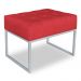 Puff Lisa Suede Vermelho Base Metálica Industrial Prata - Pallazio