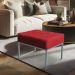 Puff Lisa Suede Vermelho Base Metálica Industrial Prata - Pallazio