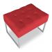 Puff Lisa Suede Vermelho Base Metálica Industrial Prata - Pallazio