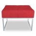 Puff Lisa Suede Vermelho Base Metálica Industrial Prata - Pallazio