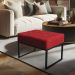 Puff Lisa Suede Vermelho Base Metálica Industrial Preto - Pallazio