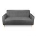 Sofá 03 Lugares 180cm Atenas Suede Grafite Pés Castanho - Pallazio