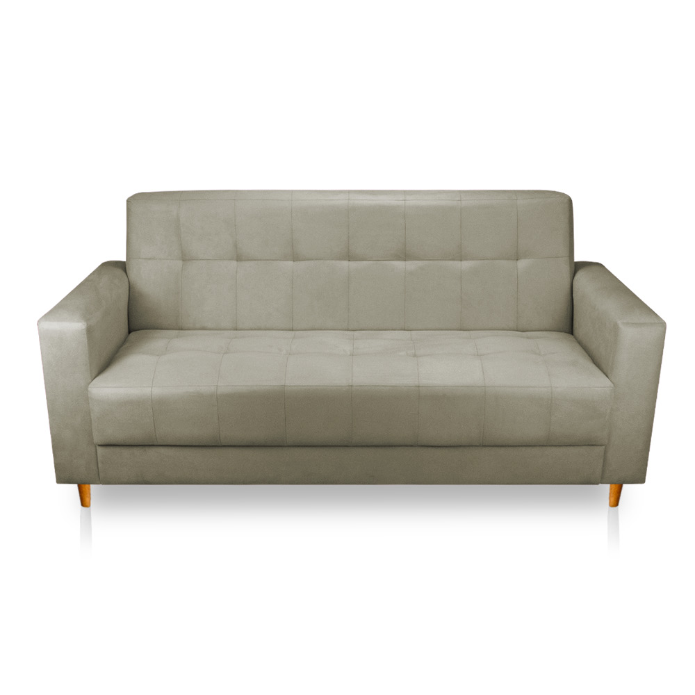 Sofá 03 Lugares 180cm Atenas Suede Marrom Rato Pés Castanho - Pallazio