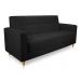 Sofá 03 Lugares 180cm Atenas Suede Preto Pés Castanho - Pallazio