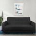 Sofá 03 Lugares 180cm Atenas Suede Preto Pés Castanho - Pallazio