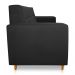 Sofá 03 Lugares 180cm Atenas Suede Preto Pés Castanho - Pallazio
