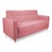 Sofá 03 Lugares 180cm Atenas Suede Rosa Bebê Pés Castanho - Pallazio