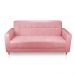 Sofá 03 Lugares 180cm Atenas Suede Rosa Bebê Pés Castanho - Pallazio