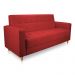 Sofá 03 Lugares 180cm Atenas Suede Vermelho Pés Castanho - Pallazio