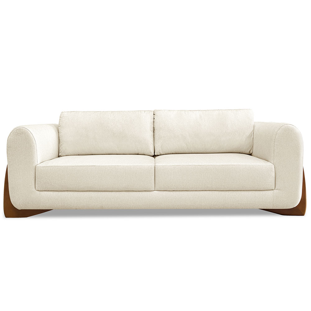 Sofá Living 2 Lugares 1,60m Lottus Linho Natural Pés Castanho - Pallazio