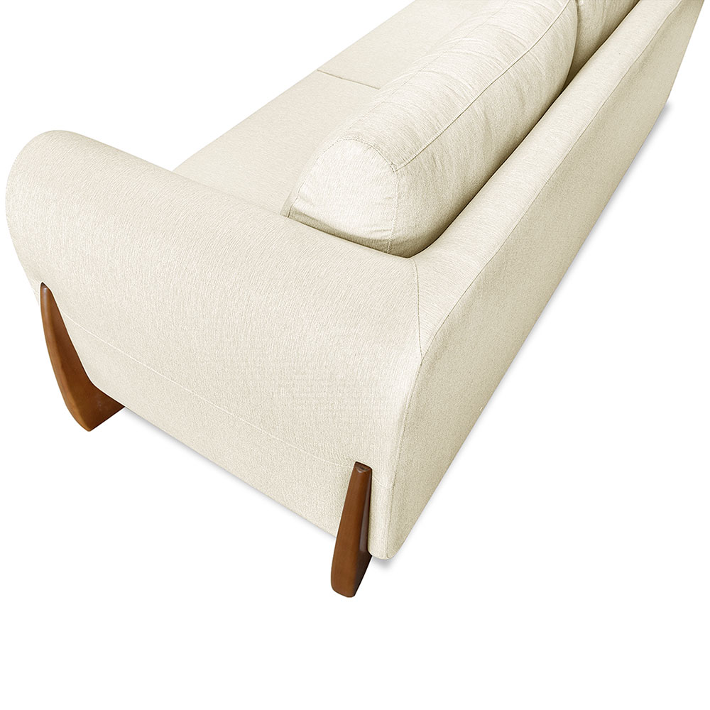 Sofá Living 2 Lugares 1,60m Lottus Linho Natural Pés Castanho - Pallazio