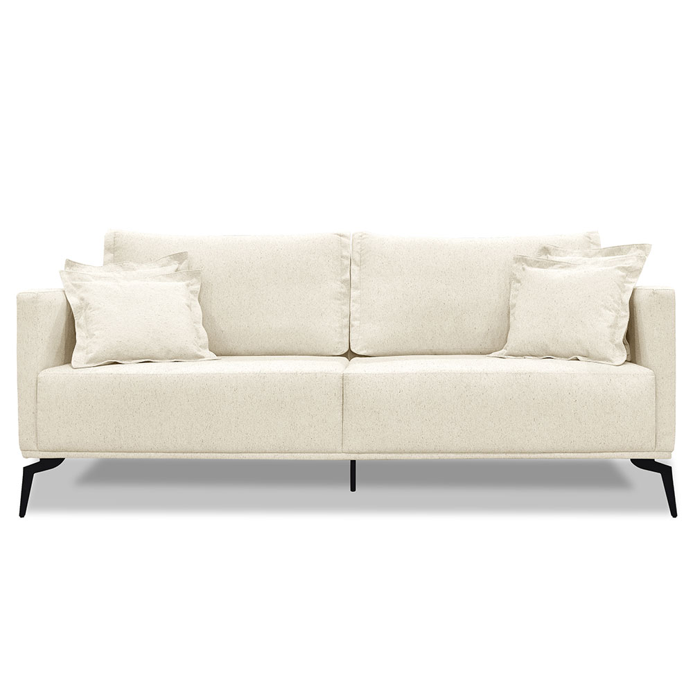 Sofá Living 2 Lugares 1,60m Sirius Linho Natural Pés Metálicos - Pallazio
