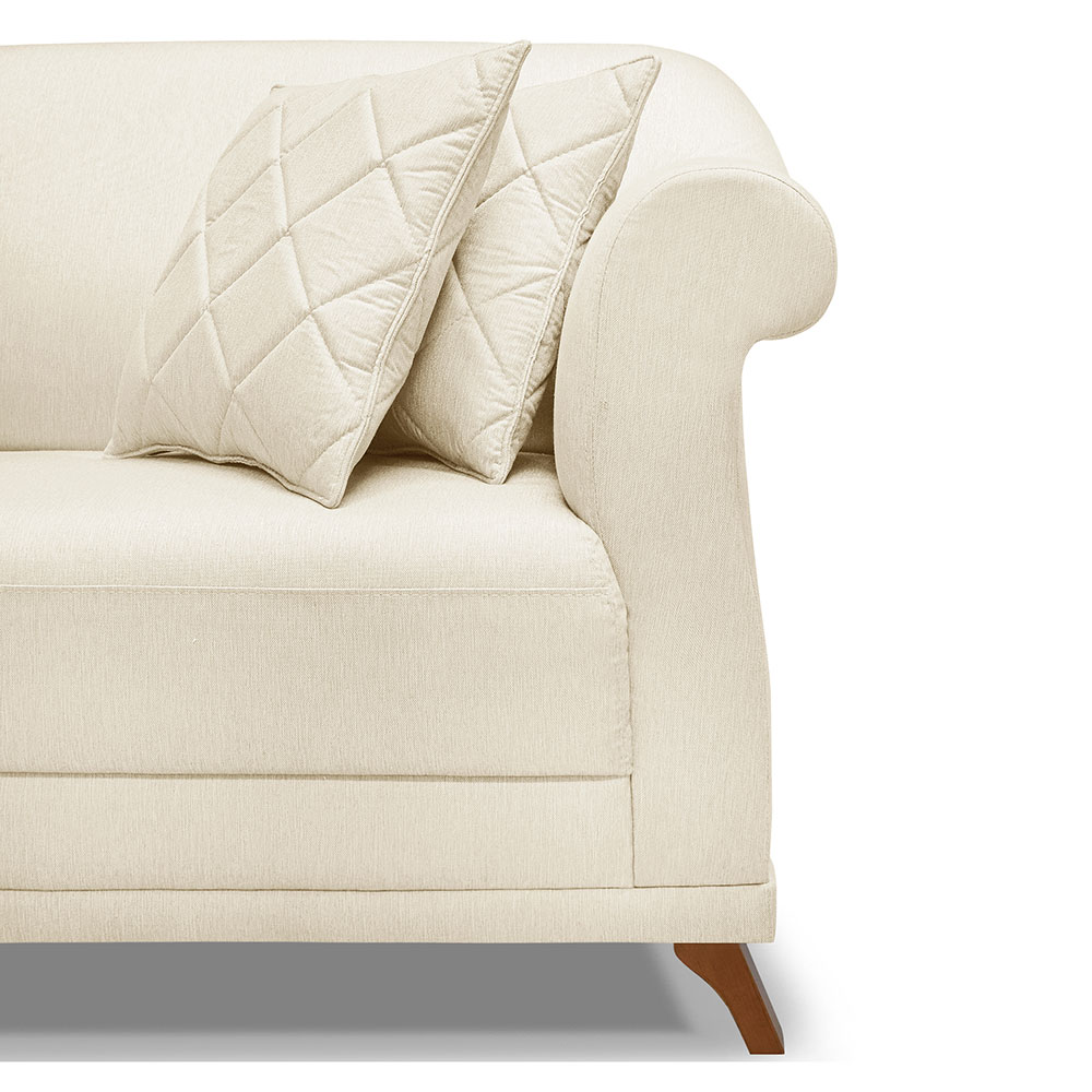 Sofá Living 2 Lugares 1,60m Vênus Linho Natural Pés Castanho - Pallazio