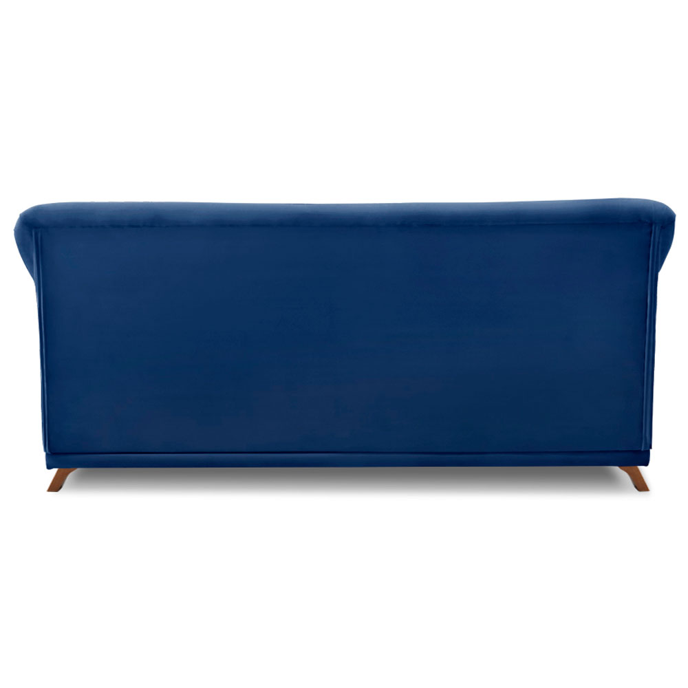Sofá Living 2 Lugares 1,60m Vênus Suede Azul Marinho Pés Castanho - Pallazio